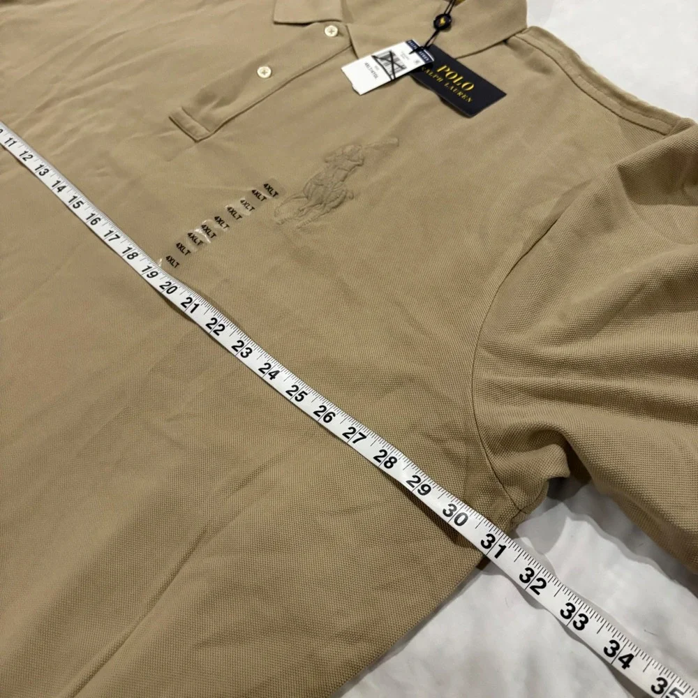 Polo Ralph Lauren Mens 4XLT Tan Big Pony Cotton Short Sleeve Polo Shirt New